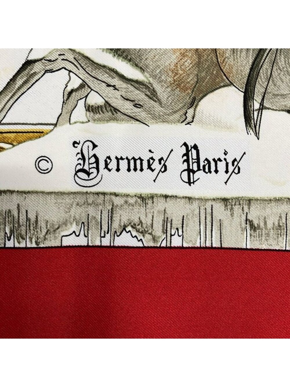 Hermes Scarf Carre 90 Red Gold L'hiver - Picture 2 of 5